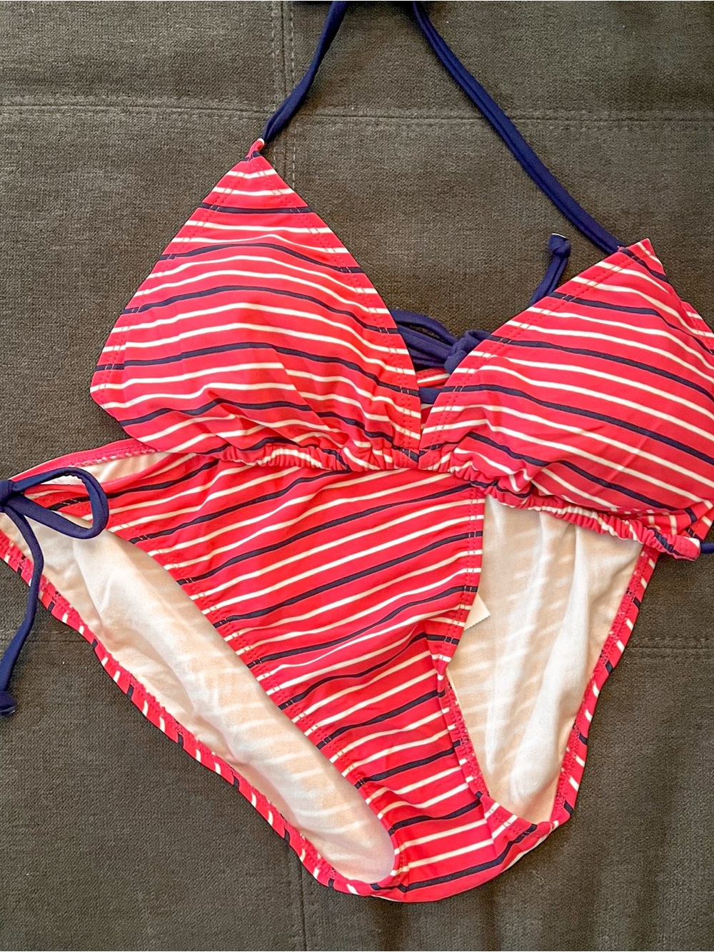 NWT Old Navy Pink & Navy Striped Two-Piece String Bikini Size Large